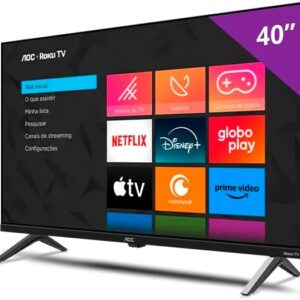 Smart TV 40" AOC Roku TV 40S5045/78G Full HD – DLED, Wi-Fi, HDMI, USB e Comando de Voz pelo App – Bivolt