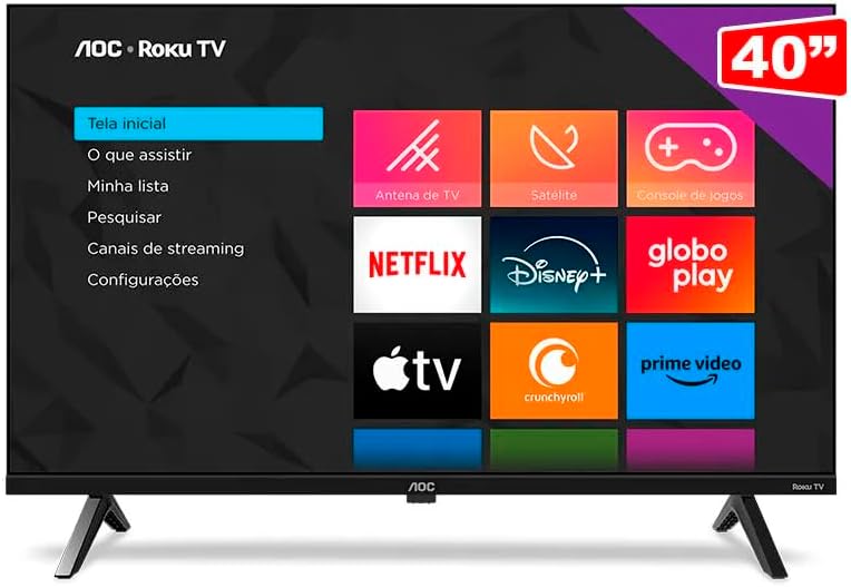 Smart TV 40" AOC Roku TV 40S5045/78G Full HD – DLED, Wi-Fi, HDMI, USB e Comando de Voz pelo App – Bivolt - Imagem 2